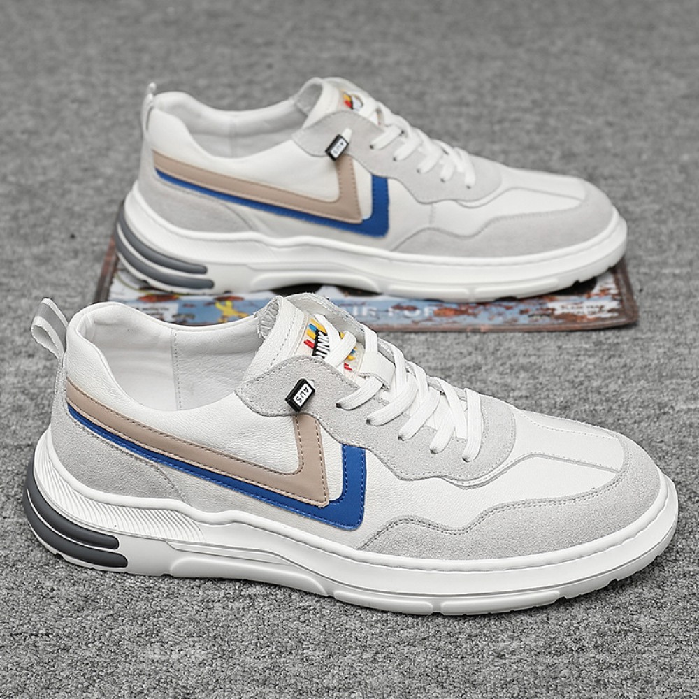 Casual Men's Sneakers Leather White New Autumn Trend Breathable Sports Shoes